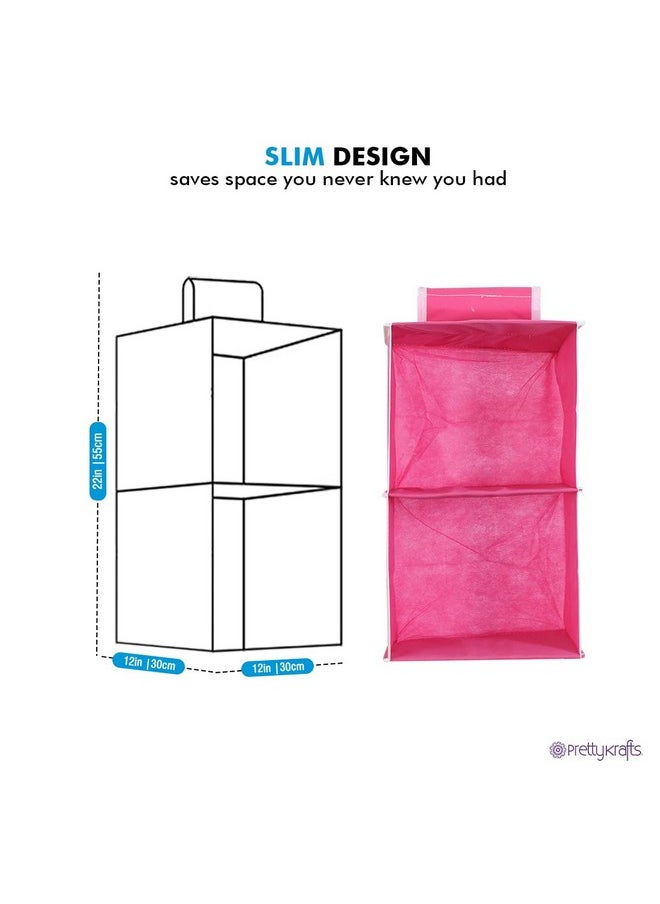 PrettyKrafts PrettyKrafts hanging organizer 2 Shelves Wardrobe Organiser, Pink  - Image 3