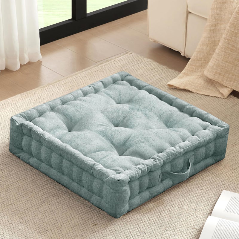 Intelligent Design Azza Large Cushion/Pouf, 24" W x 24" L x 5" H, Aqua - Image 1