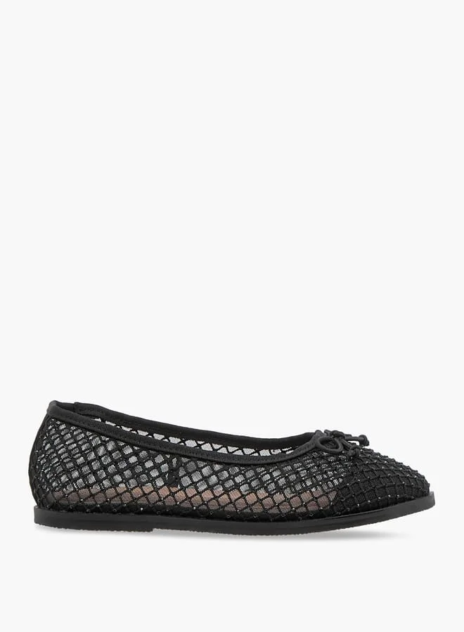 جونيورز Girls Bow Accent Slip-On Ballerina Shoes