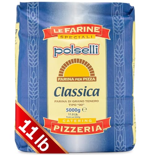 POLSELLI Classica, Tipo "00" Double Zero Flour Extra Fine, 11 lbs (5 kg), Neapolitan Italian Pizza, Bread, Pasta, and more, All Natural, Unbleached, Unbromated, No Additives - Image 1
