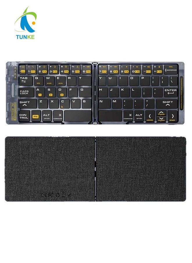 TUNKE TUNKE Transparent Foldable Bluetooth Keyboard – Tri-Device Switching, Magnetic Folding, Type-C Recharge, Ultra Slim & Silent Keys, iOS/Android/Windows Compatible  - Image 2