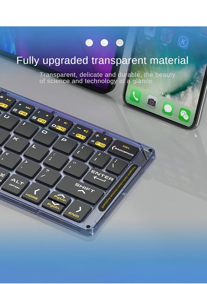 TUNKE TUNKE Transparent Foldable Bluetooth Keyboard – Tri-Device Switching, Magnetic Folding, Type-C Recharge, Ultra Slim & Silent Keys, iOS/Android/Windows Compatible  - Image 4