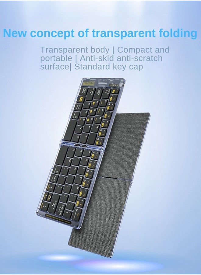 TUNKE TUNKE Transparent Foldable Bluetooth Keyboard – Tri-Device Switching, Magnetic Folding, Type-C Recharge, Ultra Slim & Silent Keys, iOS/Android/Windows Compatible  - Image 3