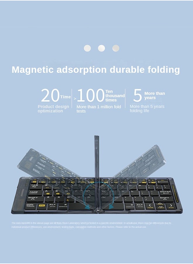 TUNKE TUNKE Transparent Foldable Bluetooth Keyboard – Tri-Device Switching, Magnetic Folding, Type-C Recharge, Ultra Slim & Silent Keys, iOS/Android/Windows Compatible  - Image 5