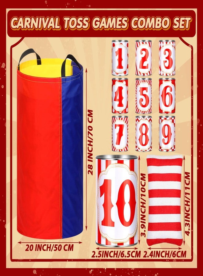 PullCrease 34 Pcs Carnival Play Set 5 in 1 Carnival Can Soft Plastic Cones Ring Toss Sport Bean Bag Toss Lawn Party Outdoor Supplies Birthday Party Backyard Events Summer - Image 2