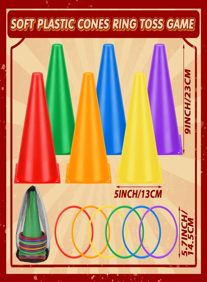 PullCrease 34 Pcs Carnival Play Set 5 in 1 Carnival Can Soft Plastic Cones Ring Toss Sport Bean Bag Toss Lawn Party Outdoor Supplies Birthday Party Backyard Events Summer - Image 3