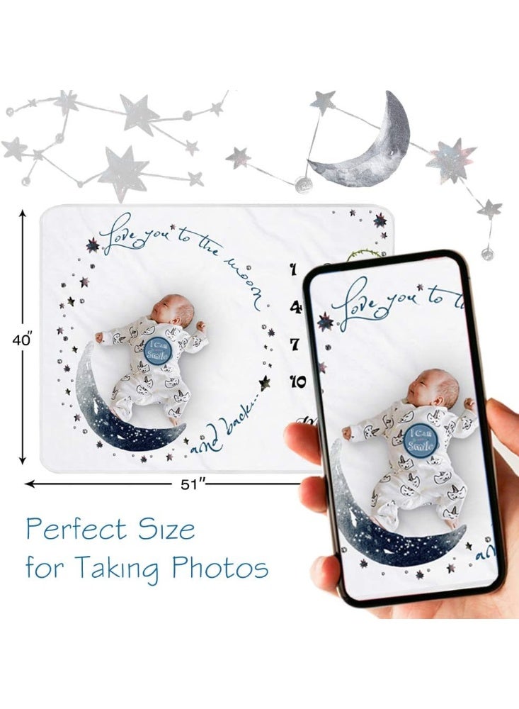 Yoothy Moon Baby Monthly Milestone Blanket - Boy & Girl, Soft Plush Photo Prop, Wreath & 12 Stickers, Large 51''x40'' - Image 5