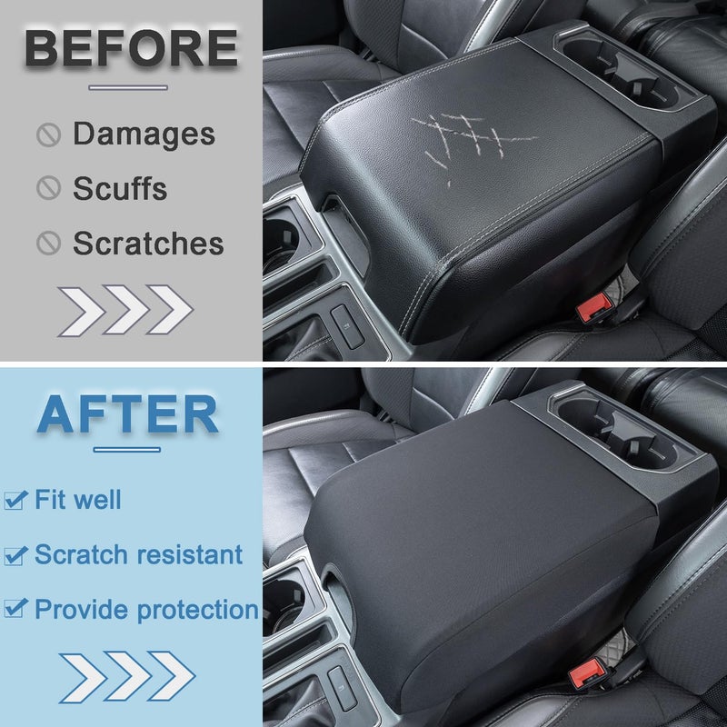 PIMCAR Center Console Cover for Ford 2015-2020 F150, 2017-2022 F250 F350 F450, 2018-2024 Expedition Interior Accessories Soft Cozy Neoprene Armrest Cover Protector (Bucket Seat Only) - Image 3