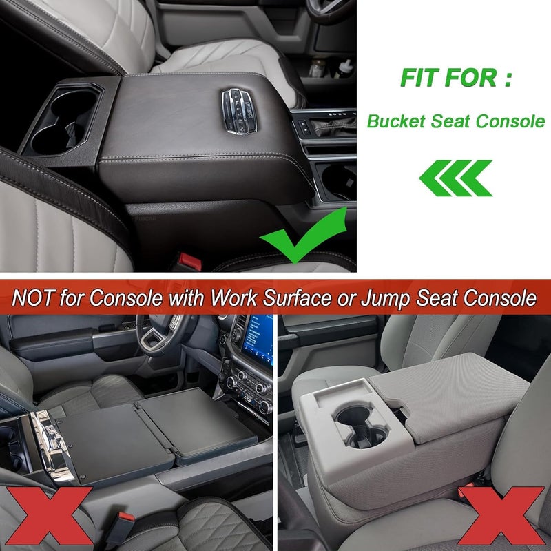 PIMCAR Center Console Cover for Ford 2015-2020 F150, 2017-2022 F250 F350 F450, 2018-2024 Expedition Interior Accessories Soft Cozy Neoprene Armrest Cover Protector (Bucket Seat Only) - Image 2