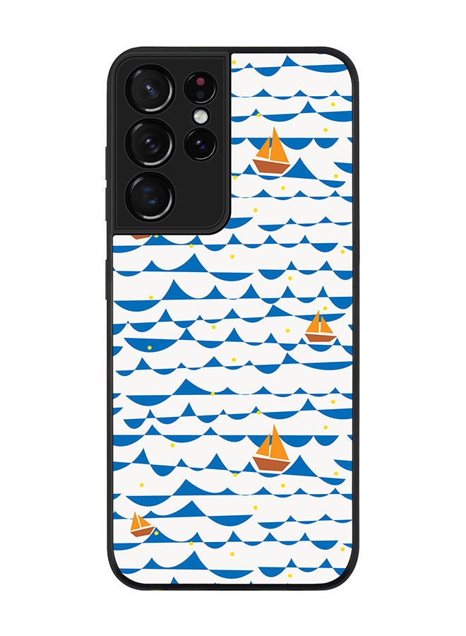 Stylizedd Rugged Black edge case for Samsung Galaxy S21 Ultra 5G Slim fit Soft Case Flexible Rubber Edges Anti Drop TPU Gel Thin Cover - Sailing Sails - Image 1