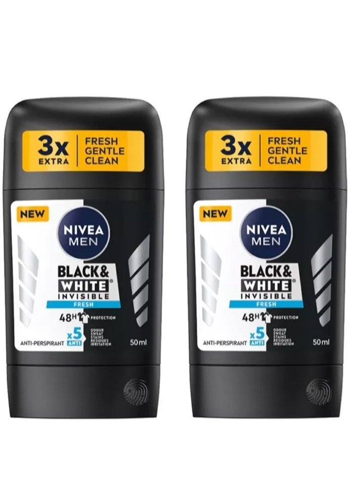 Nivea Black And White Invisible Fresh 2*50 ML (pack of 2)