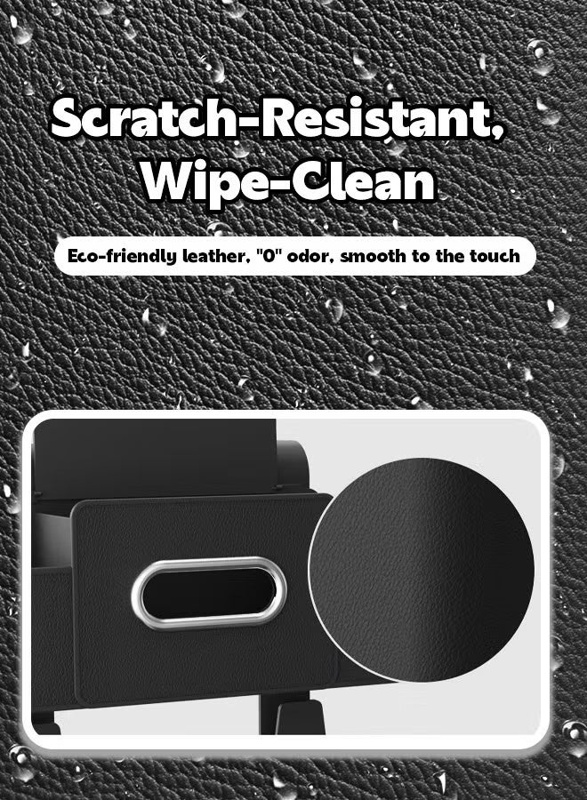 Car Organizers A leather car seat back storage bag with foldable table support, and a multi-pocket hanging storage bag for car seat backs - Image 3