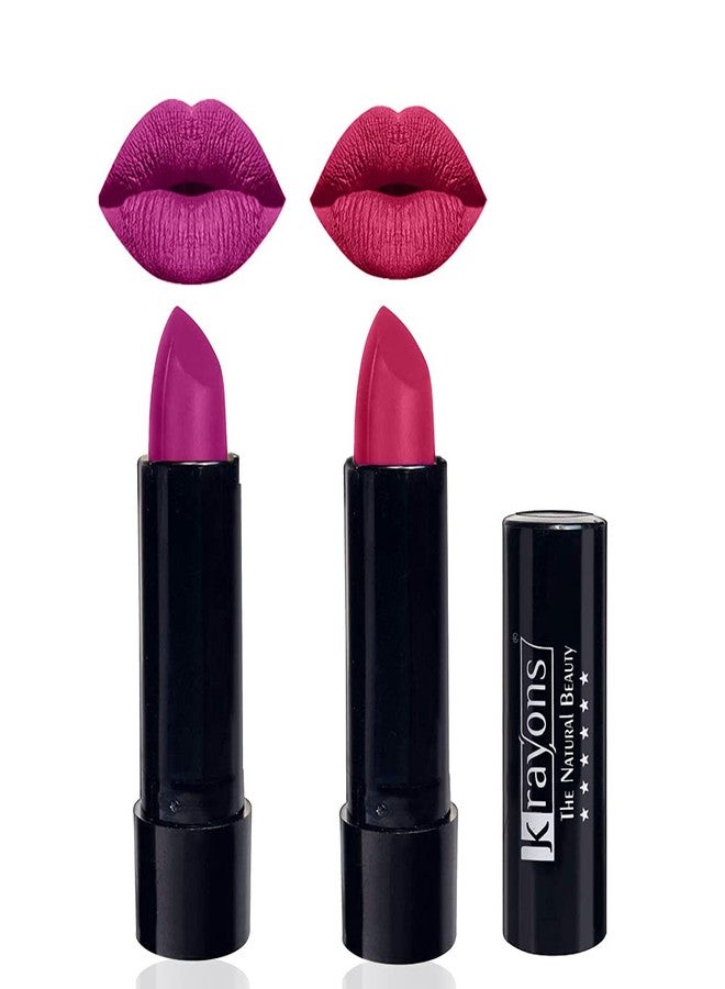 Krayons Cute Pop Matte Lipstick, Waterproof, Longlasting, French Rose, Angel Pink, 3.5gm Each (Pack of 2) - Image 1