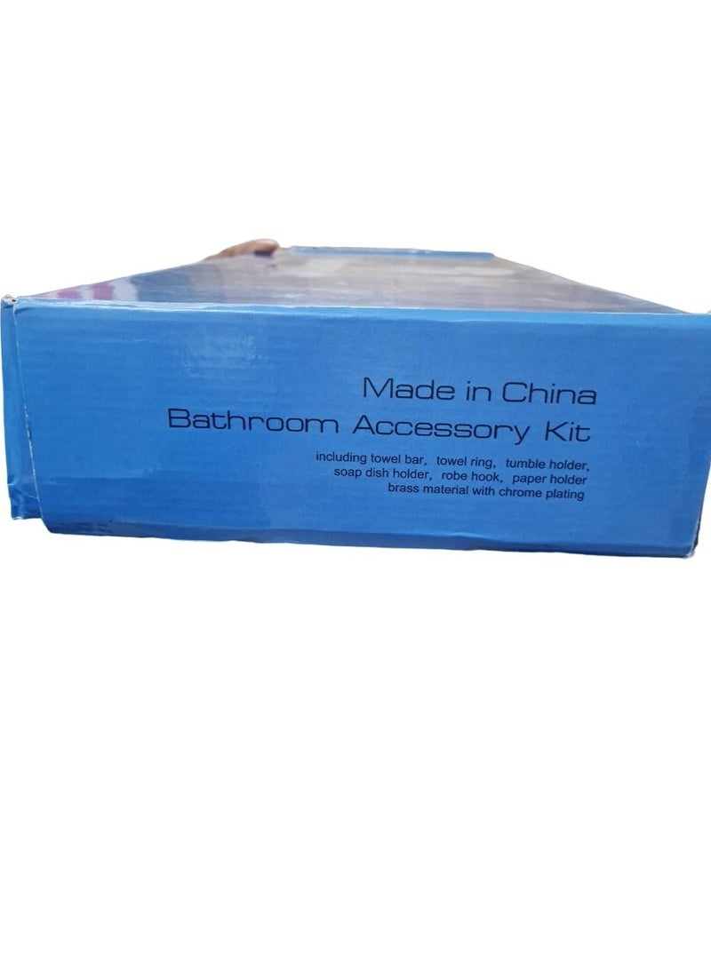 بلومي طقم ملحقات الحمام بما في ذلك شريط منشفة حلقة منشفة حامل قلاب حامل صحن الصابون حامل خطاف رداء حامل ورق مادة نحاسية مطلية بالكروم. - Image 3