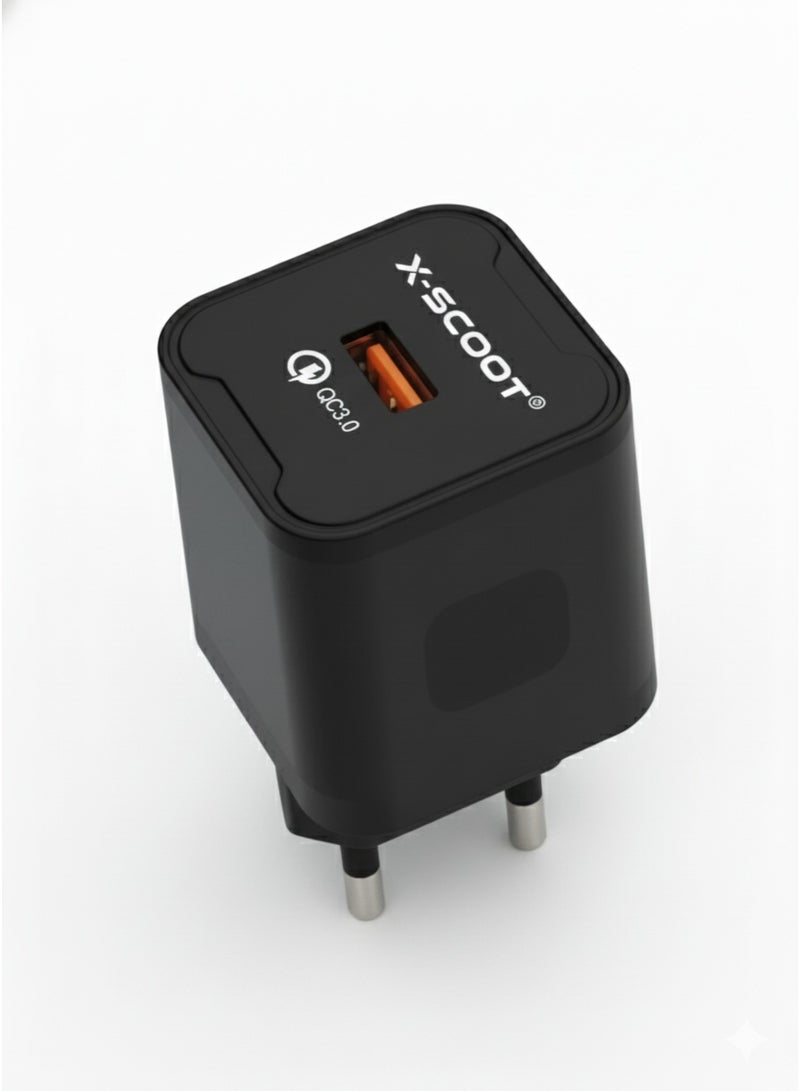 X-SCOOT CH-262 30W Fast Wall Charger with Included 1000mm USB-C Cable, QC 3.0 High-Speed Charging, Safe PC Materials, and Multi-Circuit Protection for Reliable Daily Use - Image 4