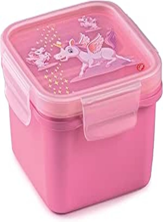 Snipslock Double Compartment Lunch Box, 0.8L, Transparent, with Removable Tray & Airtight Seal, Made in Italy
