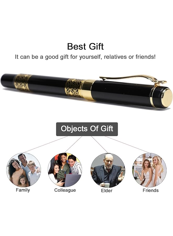 إيروريكس قلم حبر جاف أسود قابل لإعادة التعبئة، أقلام أعمال فاخرة، أفضل مجموعة هدايا من أقلام الحبر الجاف للرجال والنساء، أقلام لطيفة للمكتب التنفيذي الاحترافي، صندوق هدايا أنيق... أسود - Image 4