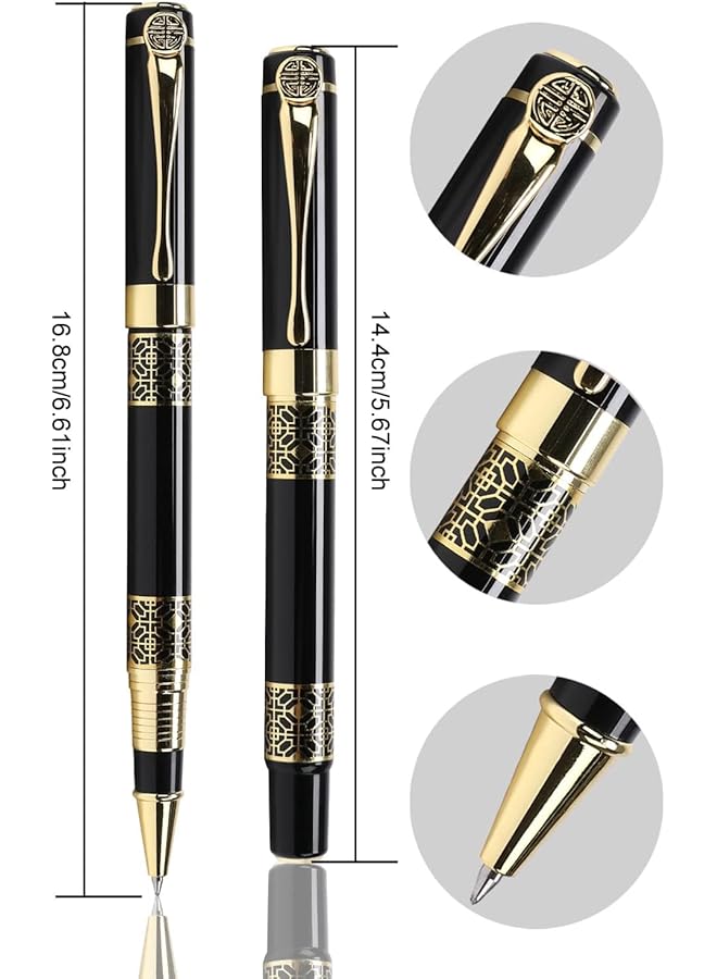 إيروريكس قلم حبر جاف أسود قابل لإعادة التعبئة، أقلام أعمال فاخرة، أفضل مجموعة هدايا من أقلام الحبر الجاف للرجال والنساء، أقلام لطيفة للمكتب التنفيذي الاحترافي، صندوق هدايا أنيق... أسود - Image 5