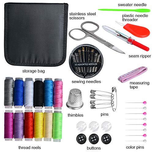 Marcoon Sewing Kit, Zipper Portable Mini Sewing Kits for Adults, Kids, Traveler, Beginner, Emergency, Family Repair, Sewing Supplies with 12 Color Thread, Scissors, Needles, Tape Measure and Other Accessories - Image 2