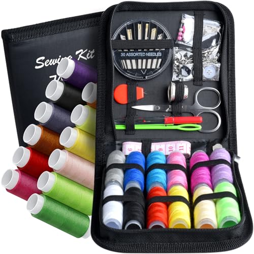 Marcoon Sewing Kit, Zipper Portable Mini Sewing Kits for Adults, Kids, Traveler, Beginner, Emergency, Family Repair, Sewing Supplies with 12 Color Thread, Scissors, Needles, Tape Measure and Other Accessories - Image 4