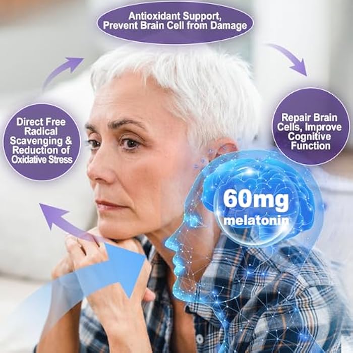 NEVISS Antioxidant & Brain Support Melatonin 60mg 30mg for 50+ Adults | High Dose Melatonin for Anti-Aging & Immune | Extra Strength Melatonin Gummies with B6, Ashwagandha, Magnesium, MSM - 60 Gummies - Image 4