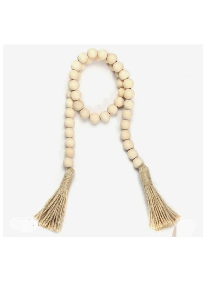 Decorative Wooden Bead Garland with Tassels - Image 1