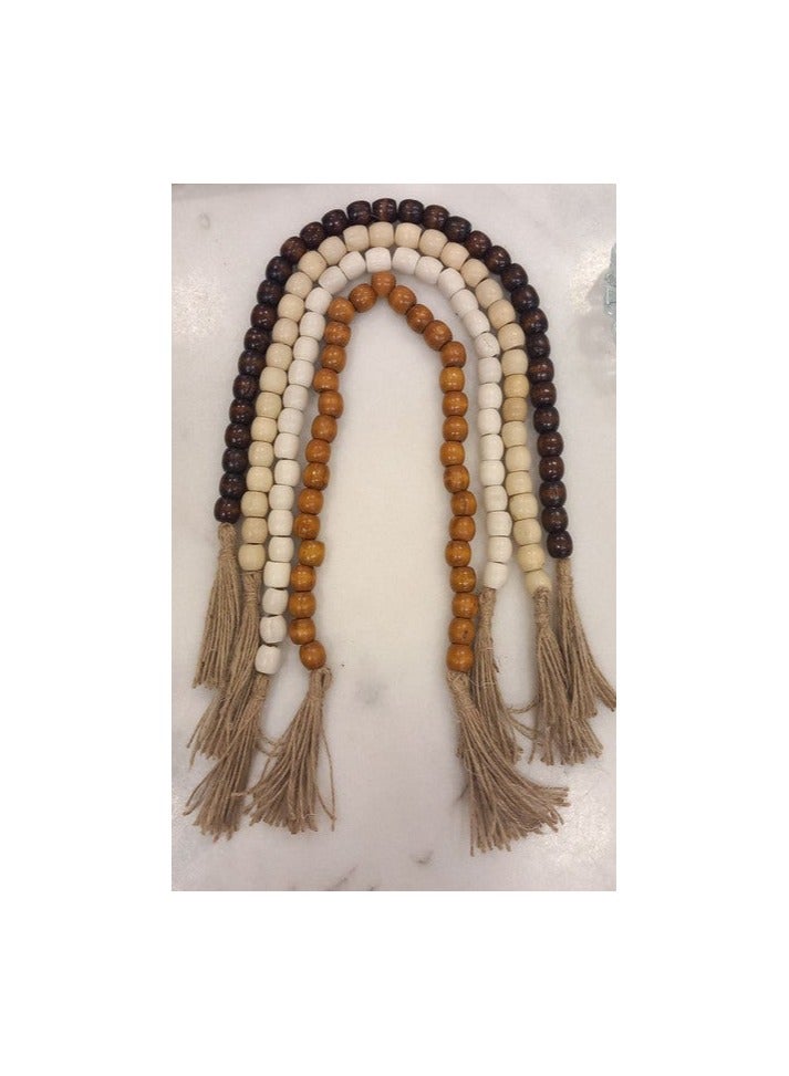 Decorative Wooden Bead Garland with Tassels - Image 4