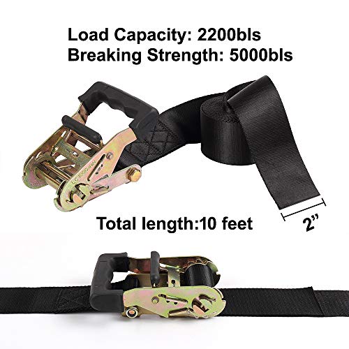 Ayaport Endless Ratchet Tie Down Straps Heavy Duty Cargo Tie Downs, Sturdy Nylon Black Strap Down Ratcheting Securing Straps, Track Spring Fittings, Tie-Down Motorcycles, Trailer Loads, Kayak - Image 4