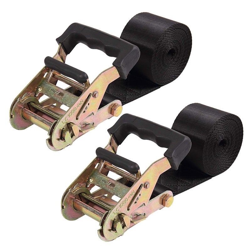 Ayaport Endless Ratchet Tie Down Straps Heavy Duty Cargo Tie Downs, Sturdy Nylon Black Strap Down Ratcheting Securing Straps, Track Spring Fittings, Tie-Down Motorcycles, Trailer Loads, Kayak - Image 2