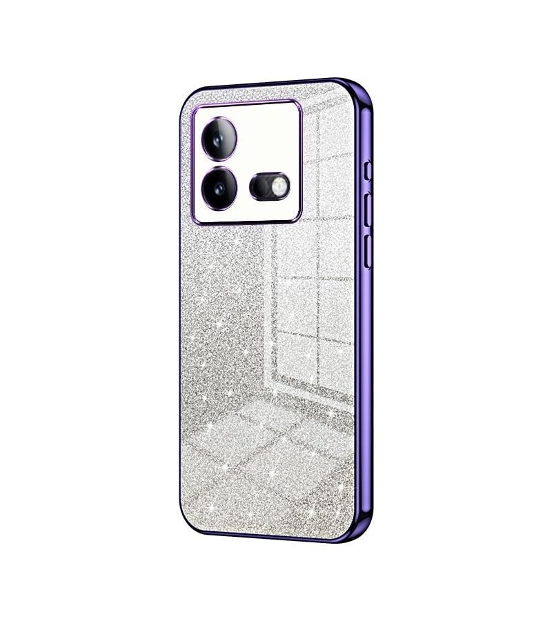 Purple Glitter Electroplated Hybrid Case For IQOO Neo9 Neo 9 Pro Shockproof Slim Clear TPU Bumper - Image 1