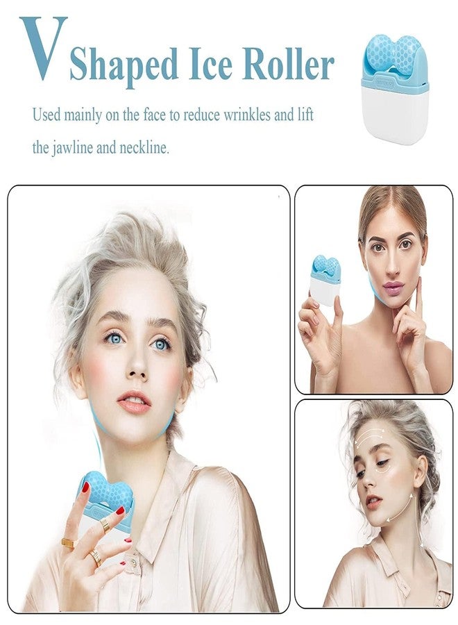 ZTOCOZ 2 in 1 W+V Shaped Ice Roller For Face Eyes and Neck To Brighten Skin & Enhance Your Natural Glow/Reusable Facial Treatment to Tighten & Tone Skin & De-Puff The Eye Area - Image 4