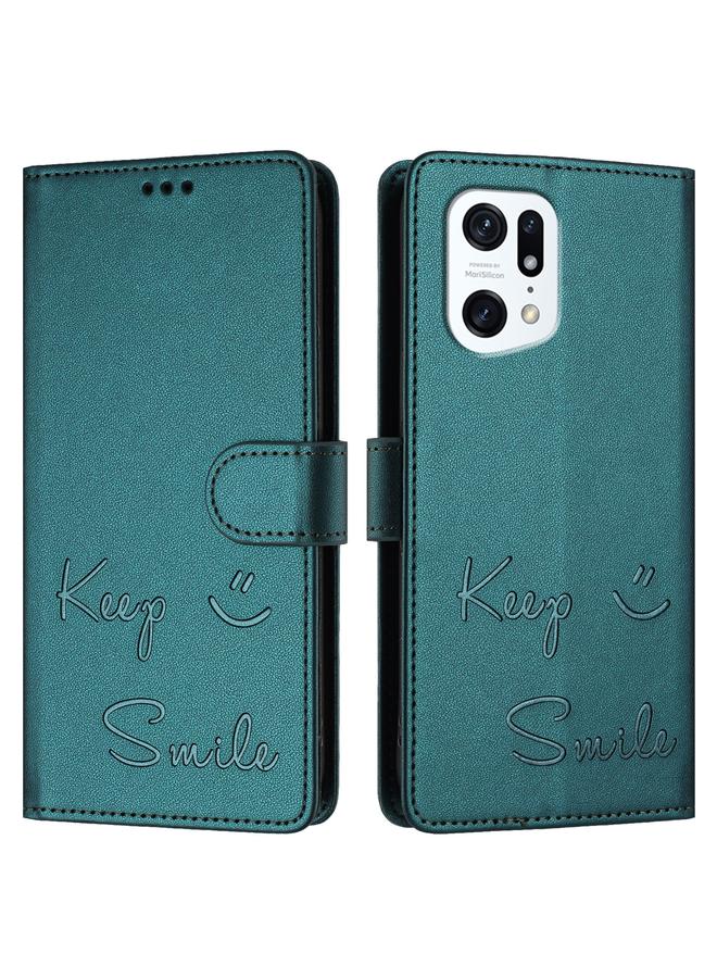 S-TOP Case For OPPO Find X5 Pro Smile Embossing RFID Leather Phone Case - Image 3