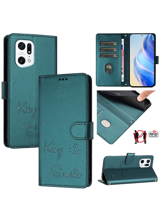 S-TOP Case For OPPO Find X5 Pro Smile Embossing RFID Leather Phone Case - Image 1