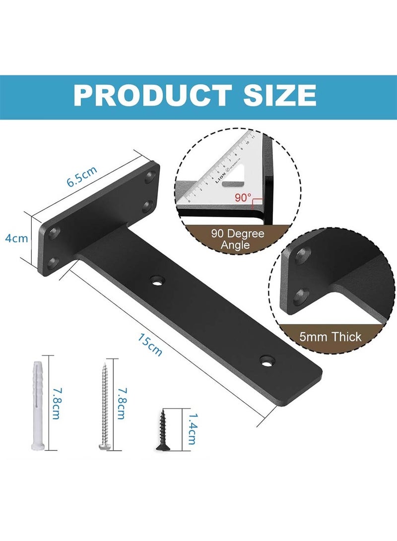 6 Shelf Brackets, 12 Inch Floating Shelf Bracket, Heavy Duty Hidden Shelf Brackets ,  steel Metal Brackets for Shelf Support with Screw Included - Image 2