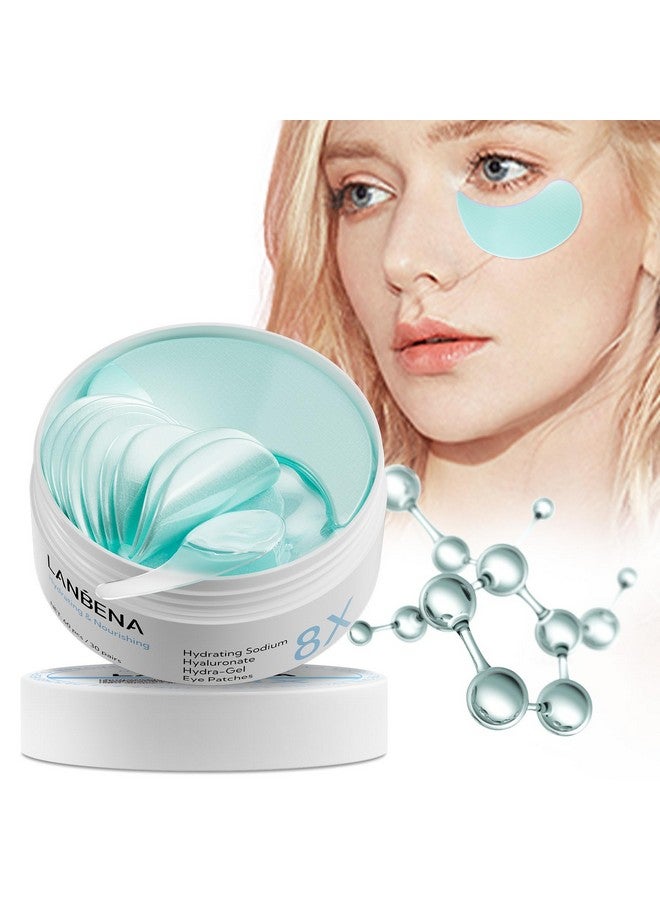 LANBENA 8X Hyaluronic Acid Under Eye Patches(30 Pairs) -Cooling Eye Masks for Deep Moisturizing, with Ectoin Niacinamide Hydra-Gel Collagen, Puffy Eyes Treatment, Fine Lines & Wrinkles Reduce - Image 1