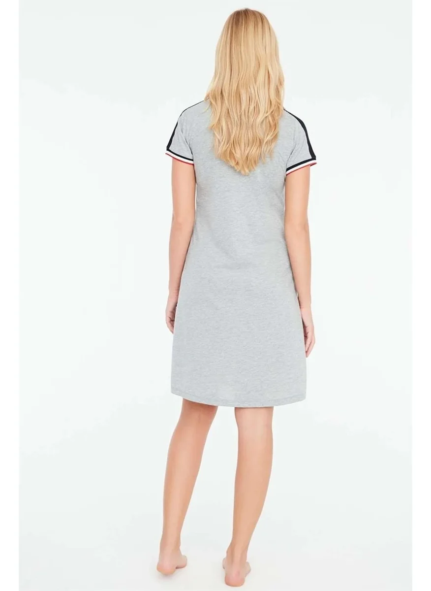 يو اس بولو اسن Women's Polo Collar Short Sleeve Midi Dress