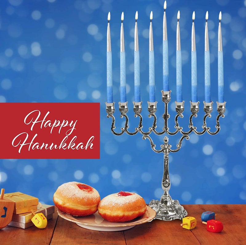 Ner Mitzvah Hanukkah Candles, Ombre Blue and Silver Dripless Chanukah Candle, Premium Quality Wax - 45 Candles for All 8 Nights - Image 5