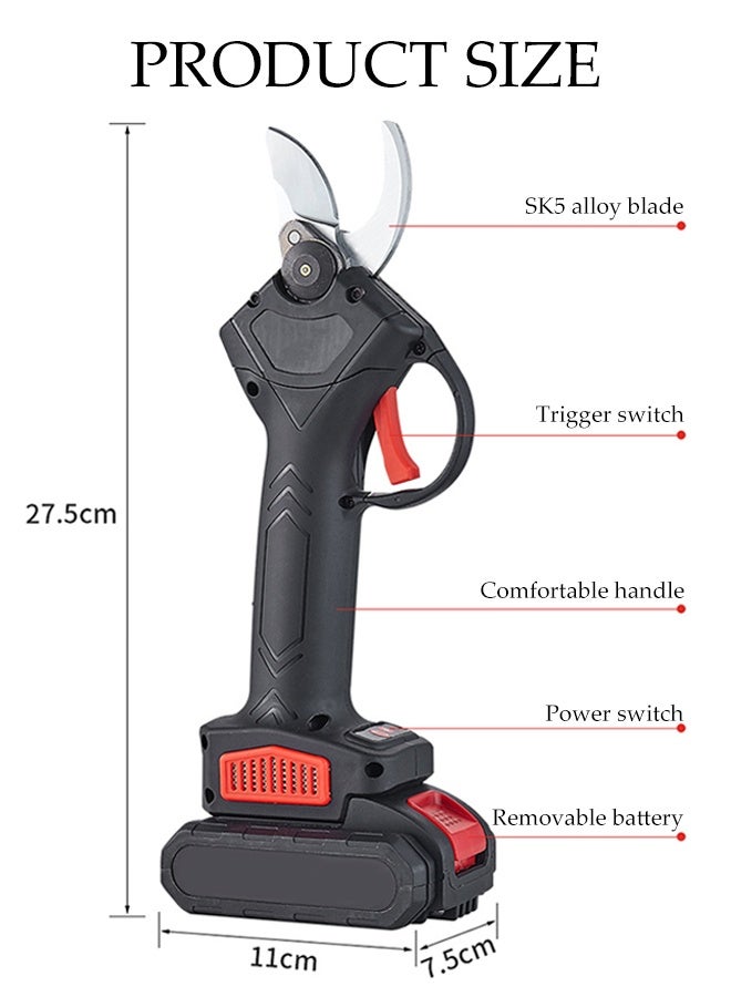 DUNISO مقص تقليم كهربائي بدون سلك مجموعة مقص كهربائي مع بطاريات قابلة للشحن قطر قطع 33 مم مقصات محمولة لتقليم فروع الأشجار أدوات الطاقة للحدائق والفناء والمنزل - Image 4