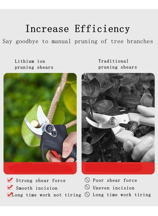 DUNISO مقص تقليم كهربائي بدون سلك مجموعة مقص كهربائي مع بطاريات قابلة للشحن قطر قطع 33 مم مقصات محمولة لتقليم فروع الأشجار أدوات الطاقة للحدائق والفناء والمنزل - Image 5