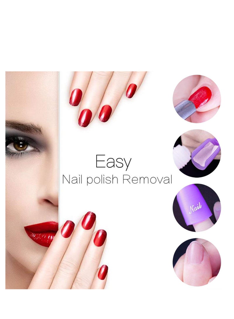 Excefore 20PC Plastic Acrylic Nail Art Soak Off Cap Clip UV Gel Polish Remover Wrap Tool，Nail Polish Remover Clips（Purple,White） - Image 2