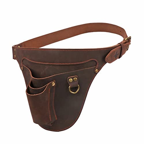 TOURBN Tourbon Genuine Leather Florist Tool Belt Gardening Bag Gardener Farmer Tools Holster Waist Pouch Electrician Carpenter Organizer Kit 3 Pockets (Brown, 42 inches) - Image 1