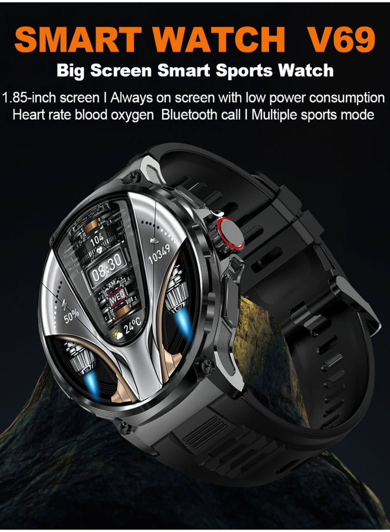 RollsTimi  Men's Smart Bluetooth Sports Watch – 1.85" Full Touch Screen, All-Day Activity Tracking, Call Function, Long Battery Life, RT V69 Smartwatch - Image 2