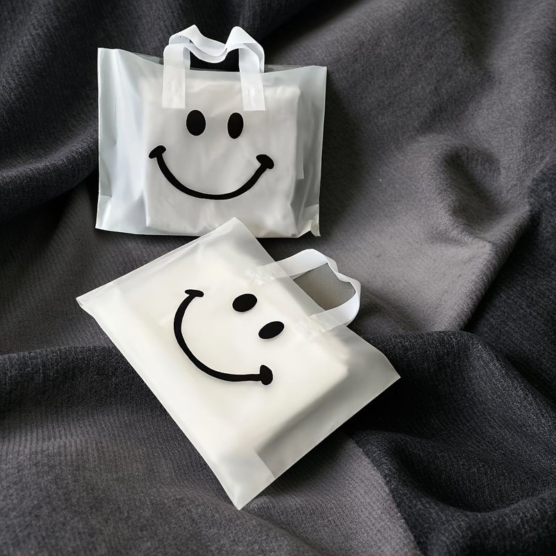 13.78 x 9.84 Inch Frosted Smiley Face Gift Bags 5 Pack For Wedding Party - Image 1