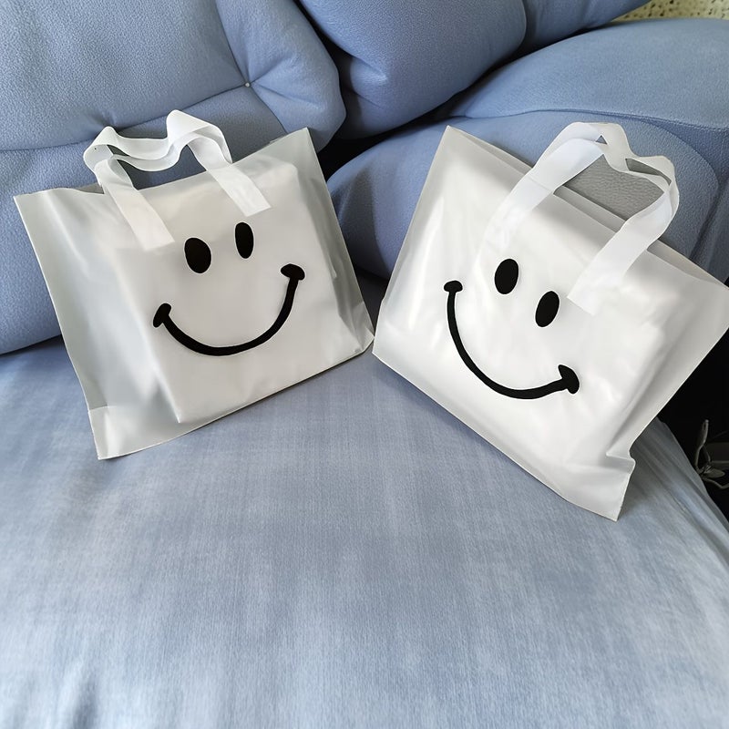 13.78 x 9.84 Inch Frosted Smiley Face Gift Bags 5 Pack For Wedding Party - Image 5