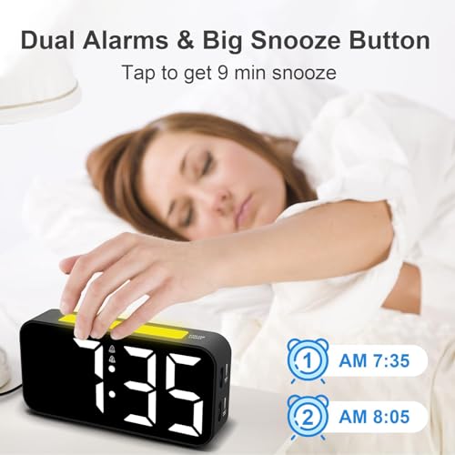 Topski Loud Alarm Clocks for Bedrooms Heavy Sleepers, Digital Clock with Night Light, Large Display, Dual Alarm, Snooze, Dimmable Bedside Alarm Clock for Kids Teens Boys Girls - Image 4