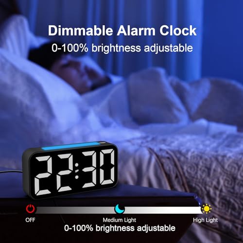 Topski Loud Alarm Clocks for Bedrooms Heavy Sleepers, Digital Clock with Night Light, Large Display, Dual Alarm, Snooze, Dimmable Bedside Alarm Clock for Kids Teens Boys Girls - Image 3