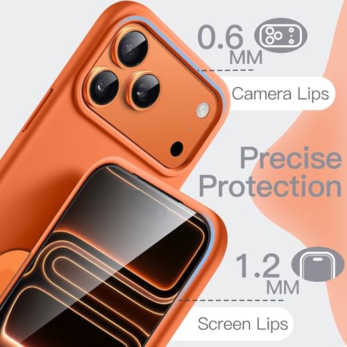 Elzzi Microfiber Logo Cut Cover Compatible for iPhone 17 Pro Max Case Silicone Cases 4 Layer Protective Covers Shockproof Back Cover (Cosmic Orange) - Image 4
