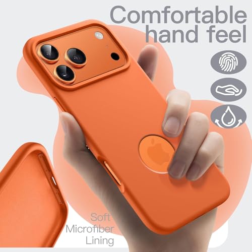 Elzzi Microfiber Logo Cut Cover Compatible for iPhone 17 Pro Max Case Silicone Cases 4 Layer Protective Covers Shockproof Back Cover (Cosmic Orange) - Image 2