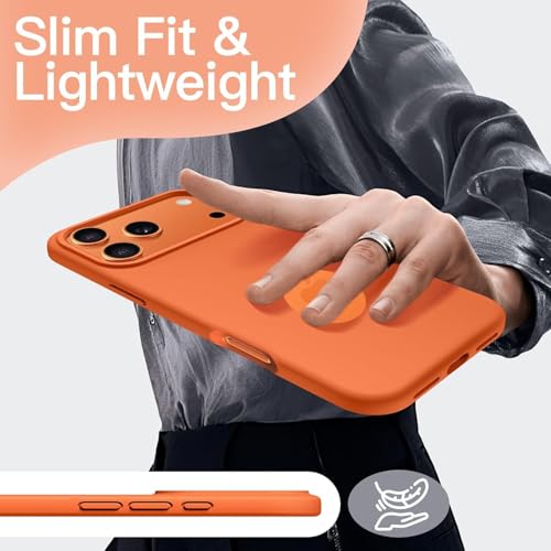 Elzzi Microfiber Logo Cut Cover Compatible for iPhone 17 Pro Max Case Silicone Cases 4 Layer Protective Covers Shockproof Back Cover (Cosmic Orange) - Image 5