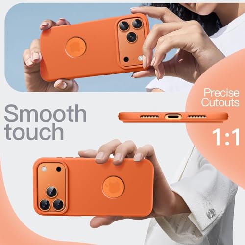 Elzzi Microfiber Logo Cut Cover Compatible for iPhone 17 Pro Max Case Silicone Cases 4 Layer Protective Covers Shockproof Back Cover (Cosmic Orange) - Image 3